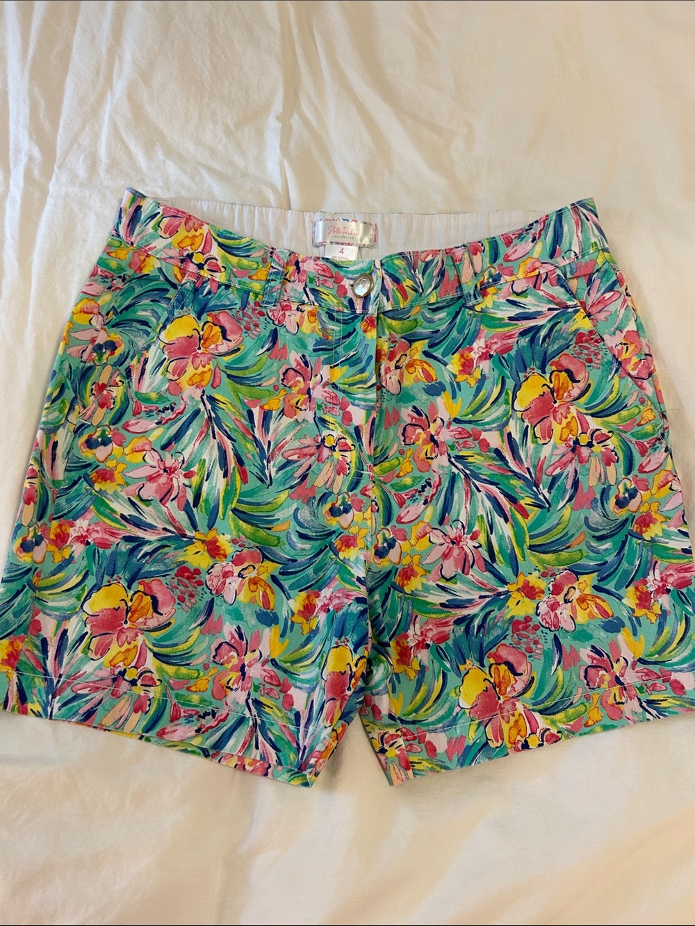 Tropical Floral Women’s Bermuda Shorts in Teal Multi